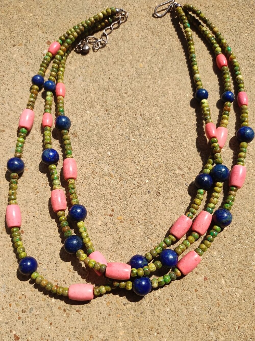Jay King DTR Mohave green turquoise Lapis coral necklace 925 Sterling Silver